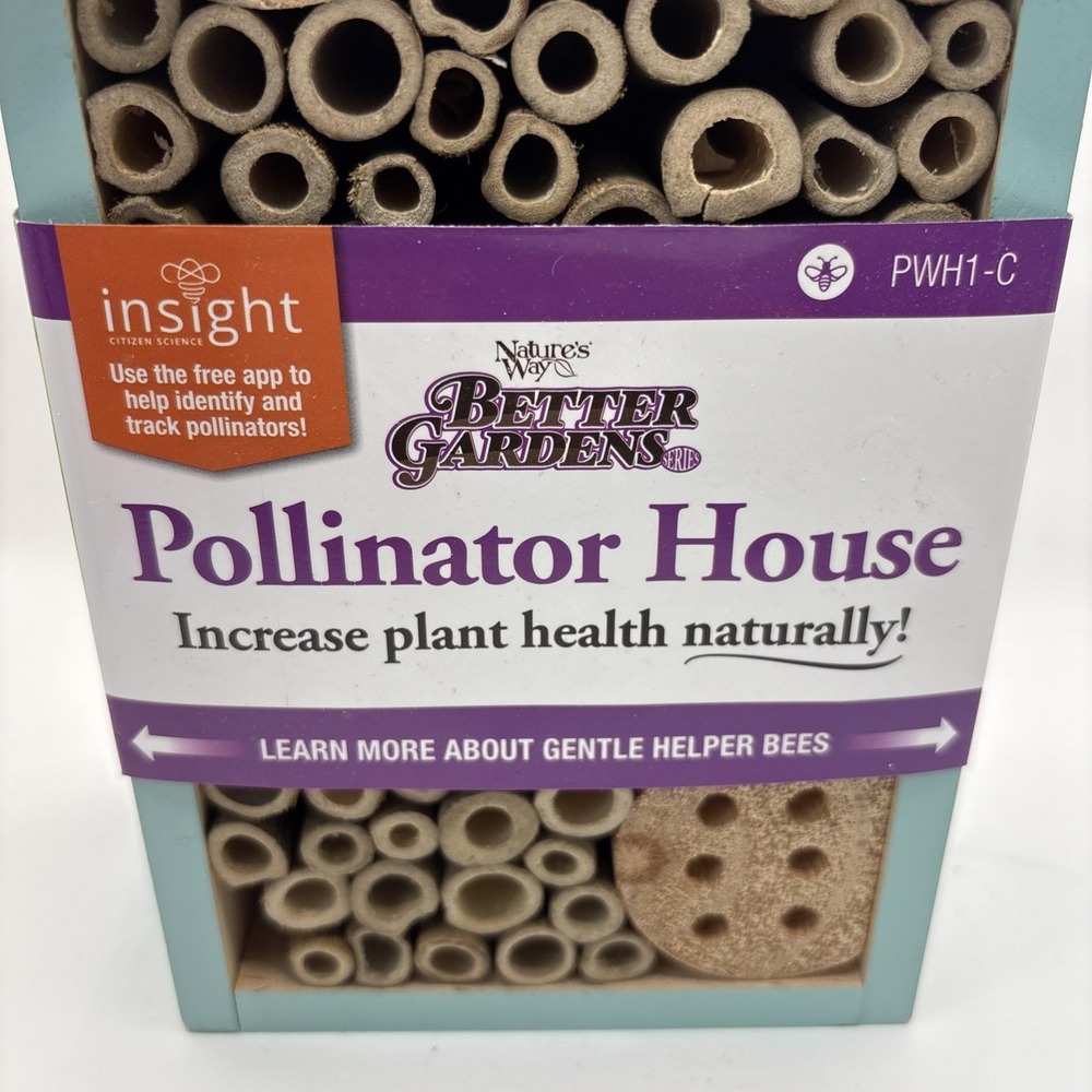Nature's Way Better Gardens Pollinator Bug Mason Bee House Wooden Green Blue - Picture 2 of 8